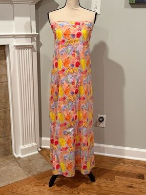GORGEOUS LOVELO Colorful Strapless Maxi Dress - Abstract Floral Print